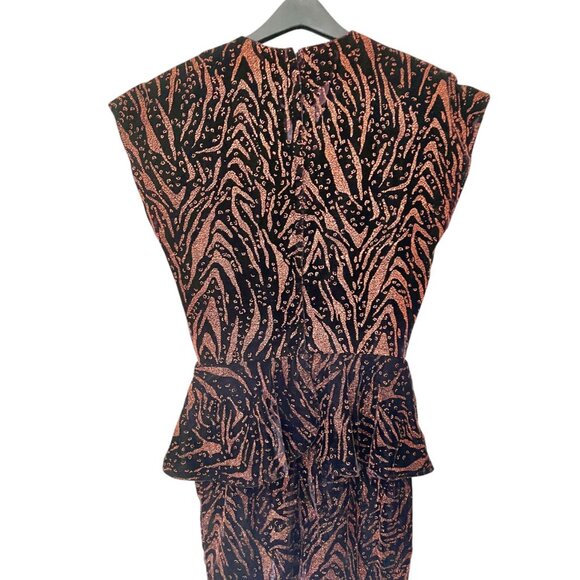 Velvet + Copper Vintage Sparkle Sheath dress w/peplum V neck + Bow Y2K Mobwife - Picture 3 of 10